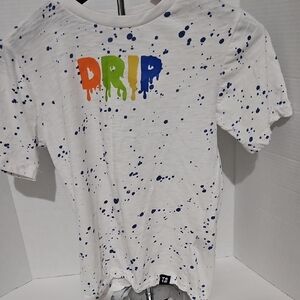 Truth White and Blue Short Sleeve Tee with Artistic Design